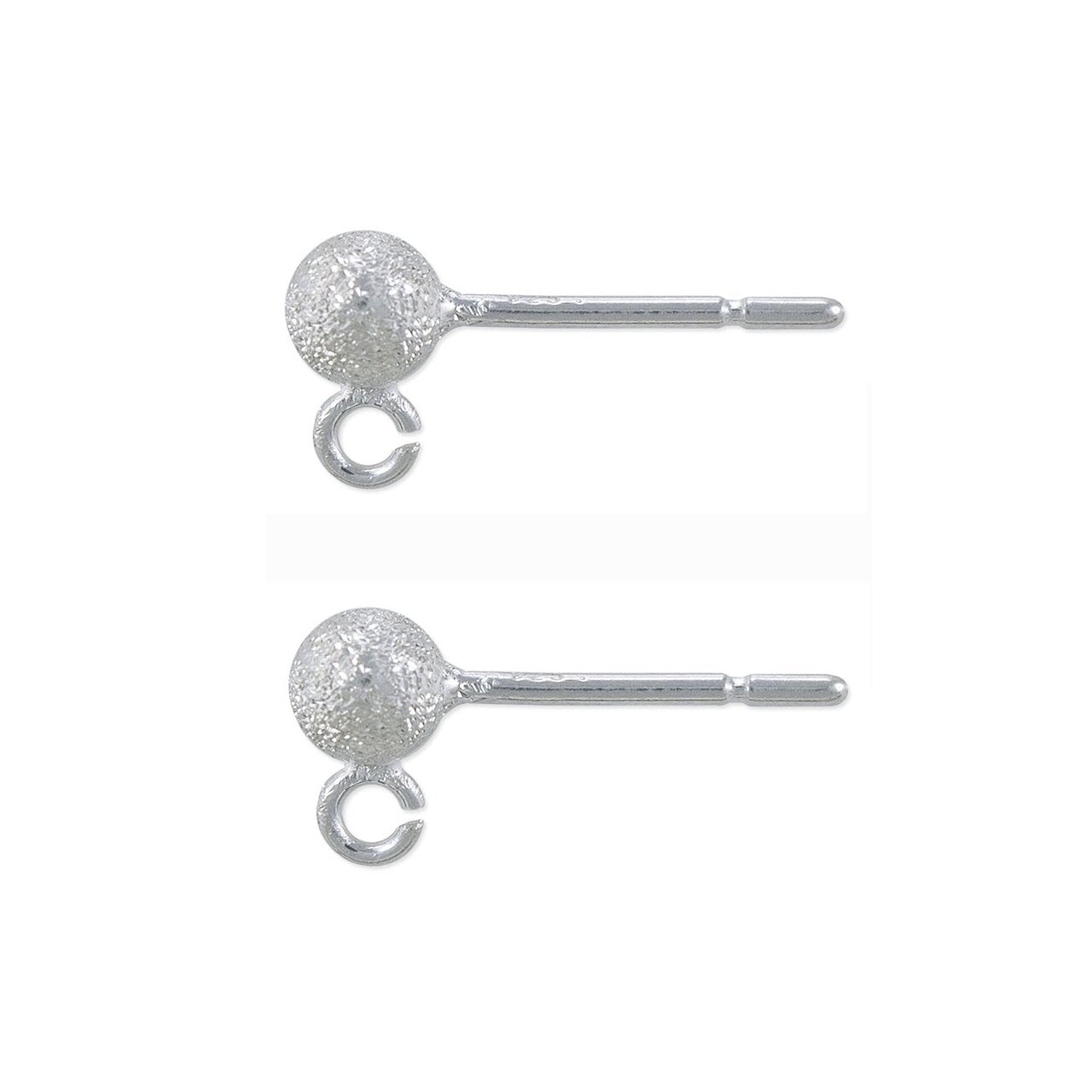 JewelrySupply 4mm Stardust Ball Post Earrings with Open Ring Sterling Silver (1 Pair of Sterling Silver Earrings)